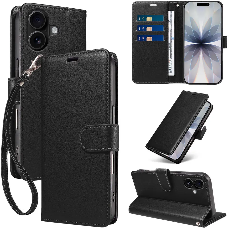 JHWVVTF Wallet Case for iPhone 17, RFID-Blocking, 3 Card Slots (Black), view 1